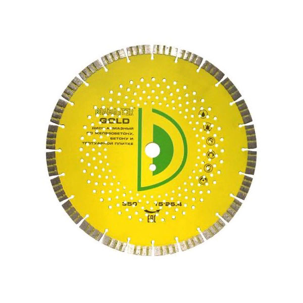 Алмазный диск сегментный перфорированный Diamaster Gold 350x25,4x4x15 мм Алмазный диск сегментный перфорированный Diamaster Gold 350x25,4x4x15 мм