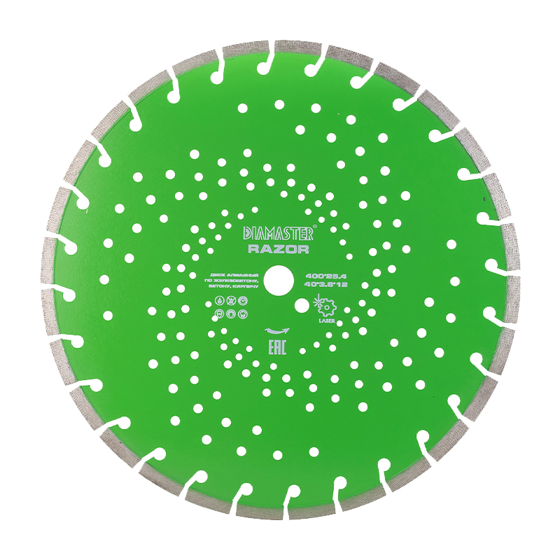 Диск сегментный DIAMASTER Laser ARIX RAZOR д.400x2,8x25,4 (40x3,6x12)мм 24z/железобетон/dry Диск сегментный DIAMASTER Laser ARIX RAZOR д.400x2,8x25,4 (40x3,6x12)мм 24z/железобетон/dry