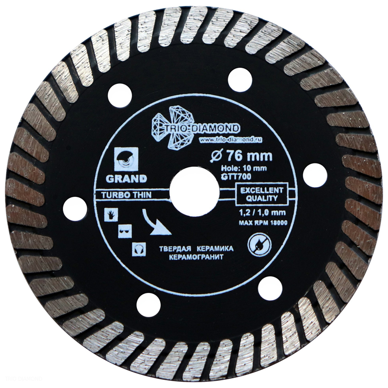 Диск алмазный Trio Diamond Turbo Grand Hot Press 76 мм (ультратонкий для мини УШМ) Диск алмазный Trio Diamond Turbo Grand Hot Press 76 мм (ультратонкий для мини УШМ)