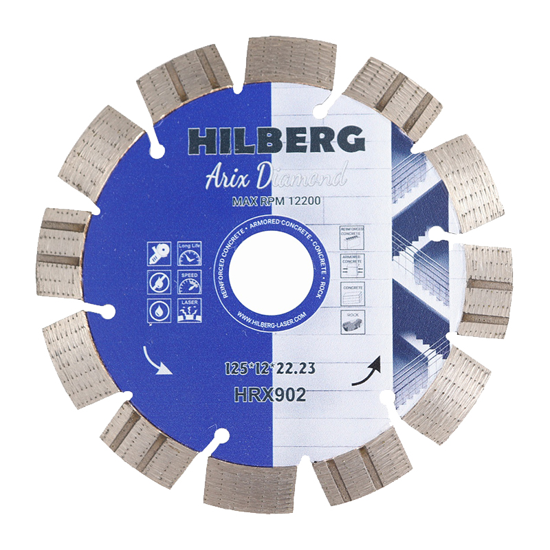 Диск алмазный сегментный-турбо Hilberg Arix Diamond 125х12х22,23 мм