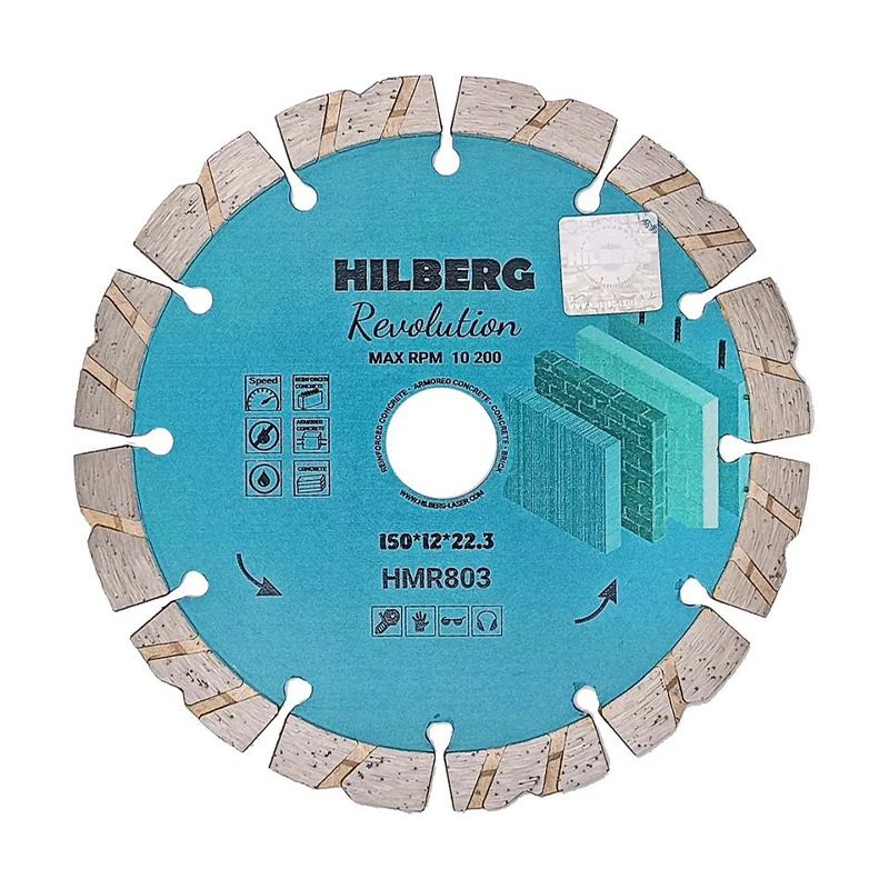 Диск алмазный отрезной 150x22,23x12 Hilberg Revolution HMR803 Диск алмазный отрезной 150x22,23x12 Hilberg Revolution HMR803