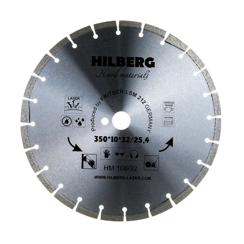 Диск алмазный отрезной 350x32/25,4 Hilberg Hard Materials Лазер HM108/32 Диск алмазный отрезной 350x32/25,4 Hilberg Hard Materials Лазер HM108/32