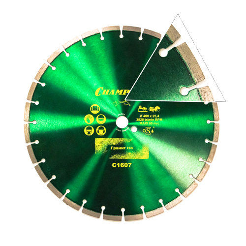 Диск алмазный для резки гранита Champion PRO 400/25,4/10 Laser Granite Диск алмазный для резки гранита Champion PRO 400/25,4/10 Laser Granite
