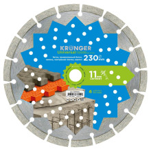 Диск алмазный отрезной сегментный Kronger 230x10x22,23 Universal