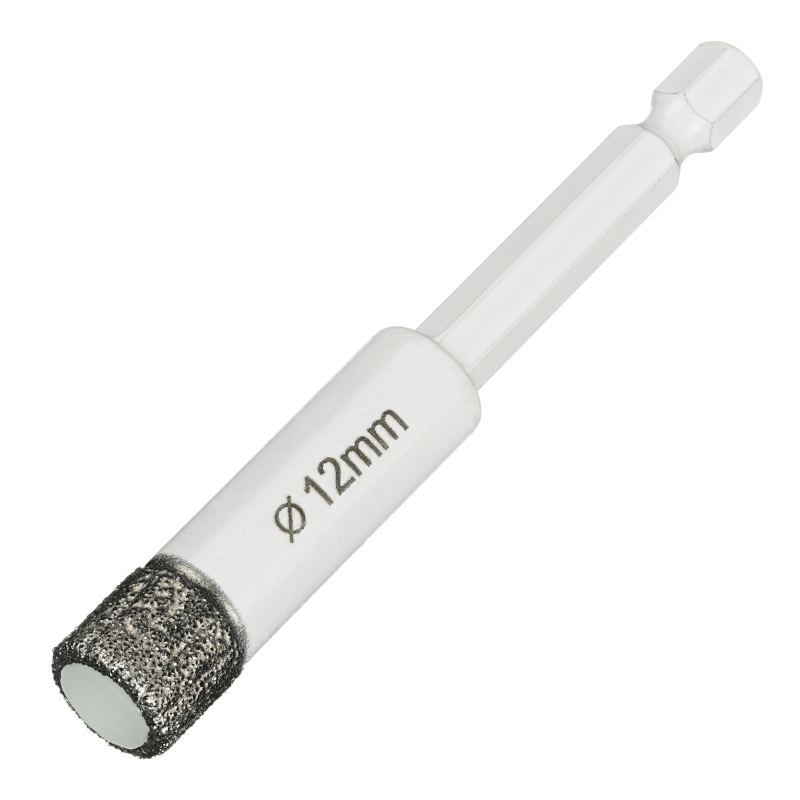 Алмазная коронка Diamond Industrial 12 мм Universal по керамограниту, керамике и камню, вакуумная пайка, 1/4 HEX