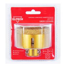 Коронка алмазная универсальная Elitech 75 мм х М14 Коронка алмазная универсальная Elitech 75 мм х М14