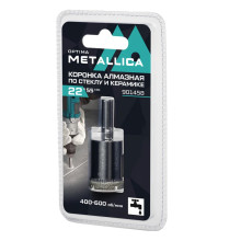 Коронка алмазная METALLICA Optima 22x55 мм, #80, по стеклу, плитке, 1 шт, в блистере. Коронка алмазная METALLICA Optima 22x55 мм, #80, по стеклу, плитке, 1 шт, в блистере.
