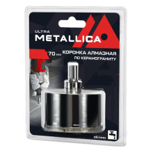Коронка алмазная METALLICA Ultra 70х70 мм, #46, с сверлом, по керамограниту, плитке, в блистере