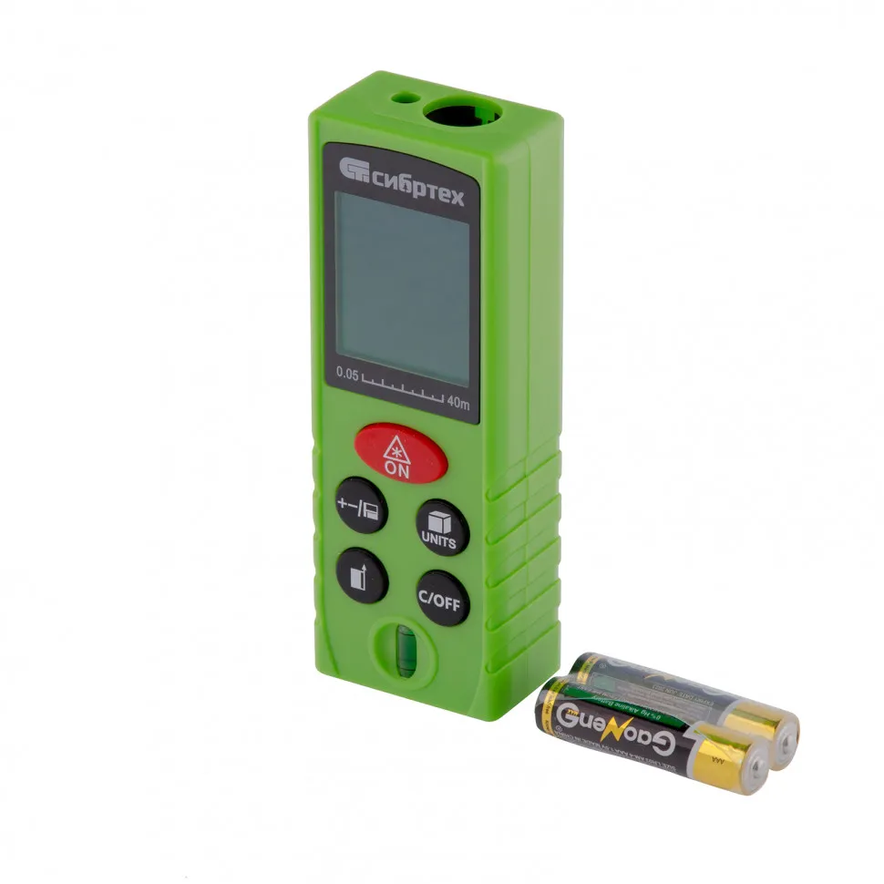 Лазерный дальномер Сибртех PM-40,40 м,с пузырьковым уровнем Лазерный дальномер Сибртех PM-40,40 м,с пузырьковым уровнем