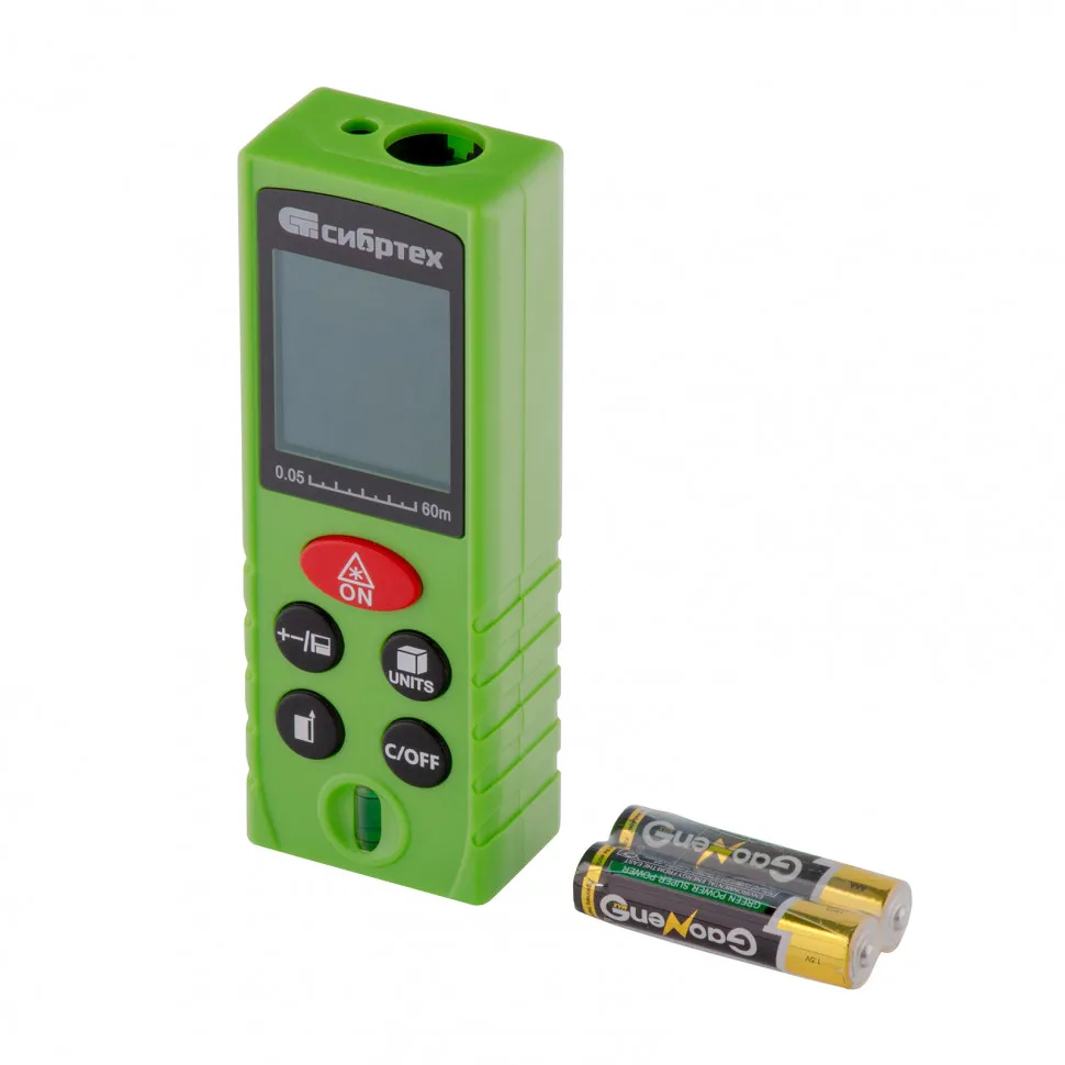 Лазерный дальномер Сибртех PM-60,60 м,с пузырьковым уровнем Лазерный дальномер Сибртех PM-60,60 м,с пузырьковым уровнем