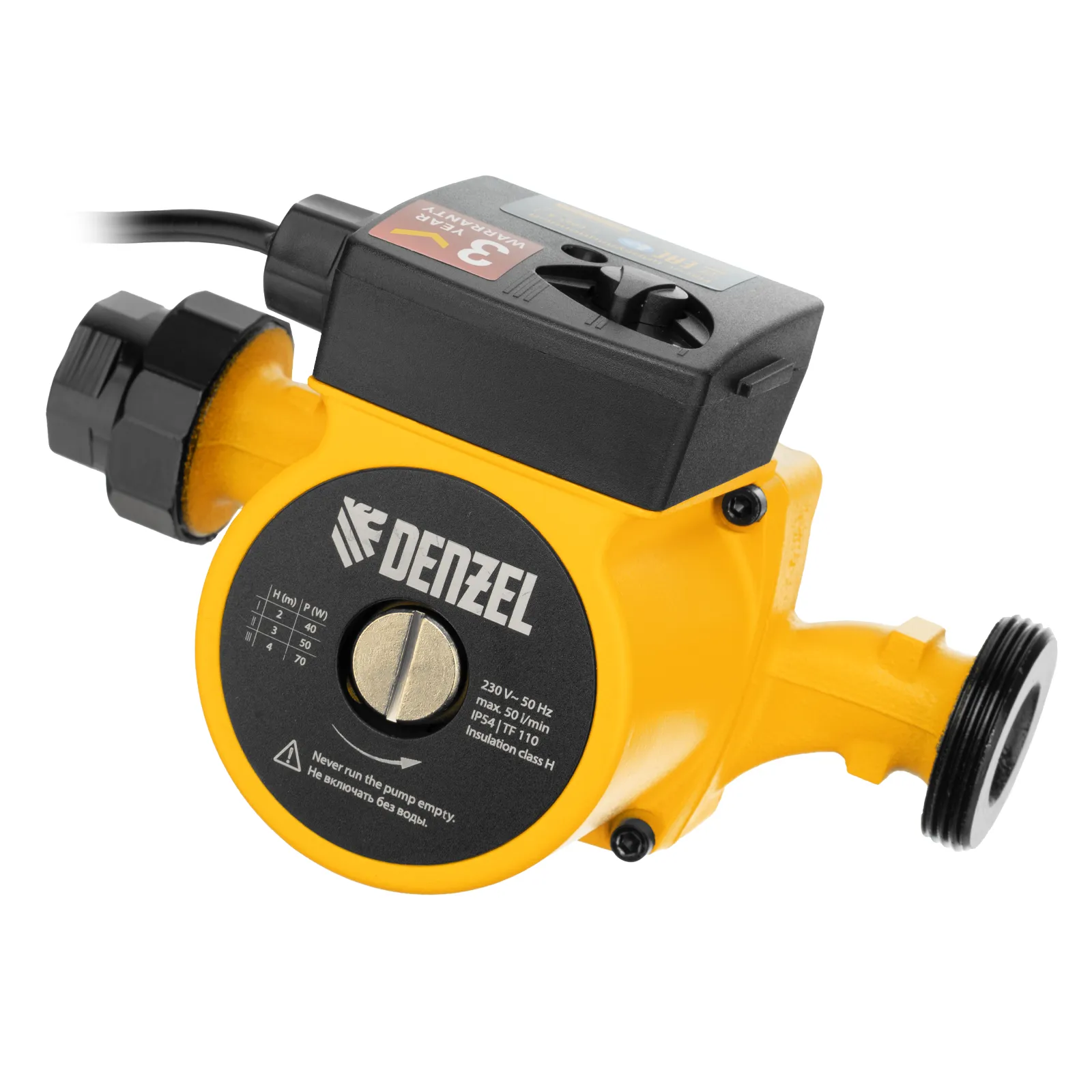 Циркуляционный насос Denzel CP25-4, напор 4 м, 50 л/мин, 1 м кабель, монт. длина 180 мм