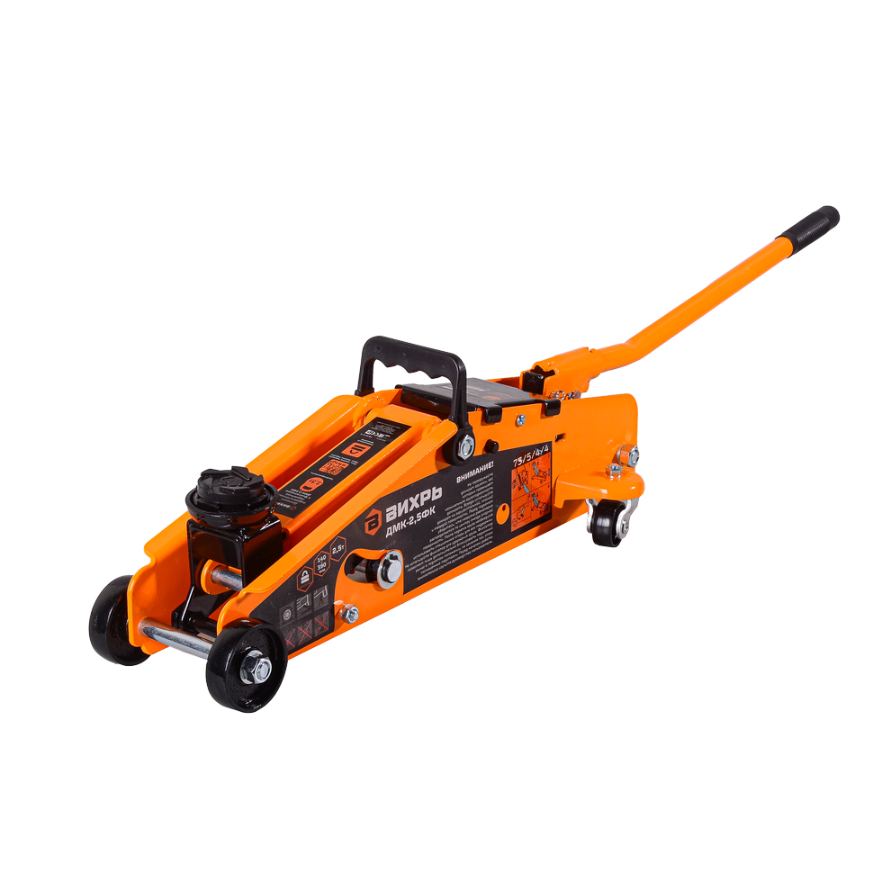 Домкрат гидравлический подкатной Вихрь ДМК-2,5ФК 2,5 т, 140-390 мм, с фиксатором, в кейсе Домкрат гидравлический подкатной Вихрь ДМК-2,5ФК 2,5 т, 140-390 мм, с фиксатором, в кейсе