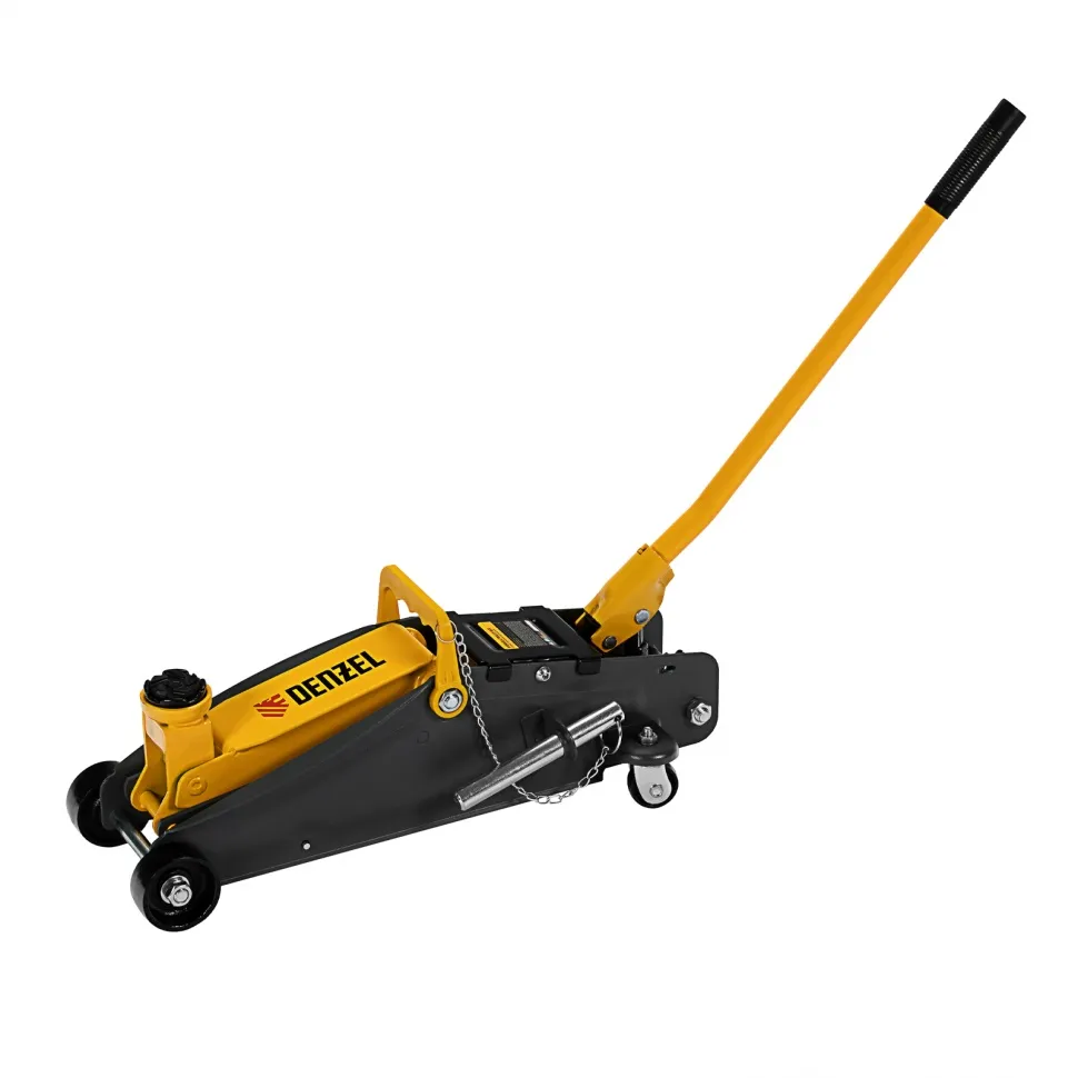 Домкрат гидравлический подкатной с фиксатором Denzel 2,8 т 135-385 мм в кейсе