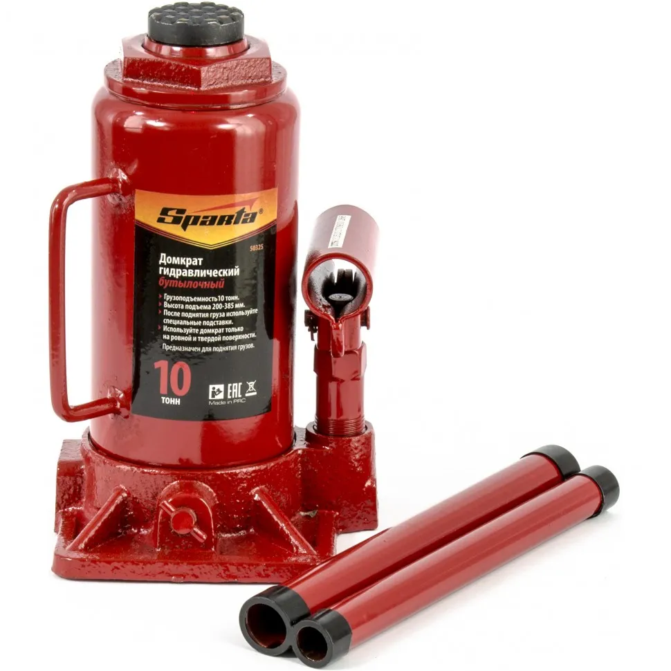 Домкрат гидравлический бутылочный, 10 т, h подъема 200-385 мм Sparta Домкрат гидравлический бутылочный, 10 т, h подъема 200-385 мм Sparta