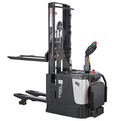 Самоходный штабелер с дублированным подъёмом Tisel ESi2040 DX Li-Ion с платформой и бок. поддержкой