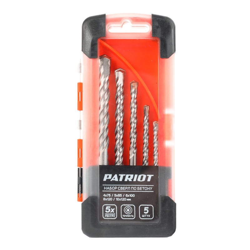 Набор сверл по бетону EDGE (4-10 мм; 5 шт.) PATRIOT Набор сверл по бетону EDGE (4-10 мм; 5 шт.) PATRIOT