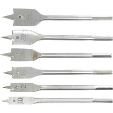 Набор сверл перовых по дереву, 10-12-16-18-20-25 мм, 6 шт, шестигранный хвостовик Сибртех Набор сверл перовых по дереву, 10-12-16-18-20-25 мм, 6 шт, шестигранный хвостовик Сибртех