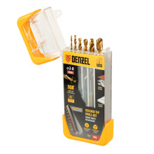 Набор сверл по металлу Denzel 2-3-4-5-6-8 мм, HSS-Tin, Golden Tip, 6 шт