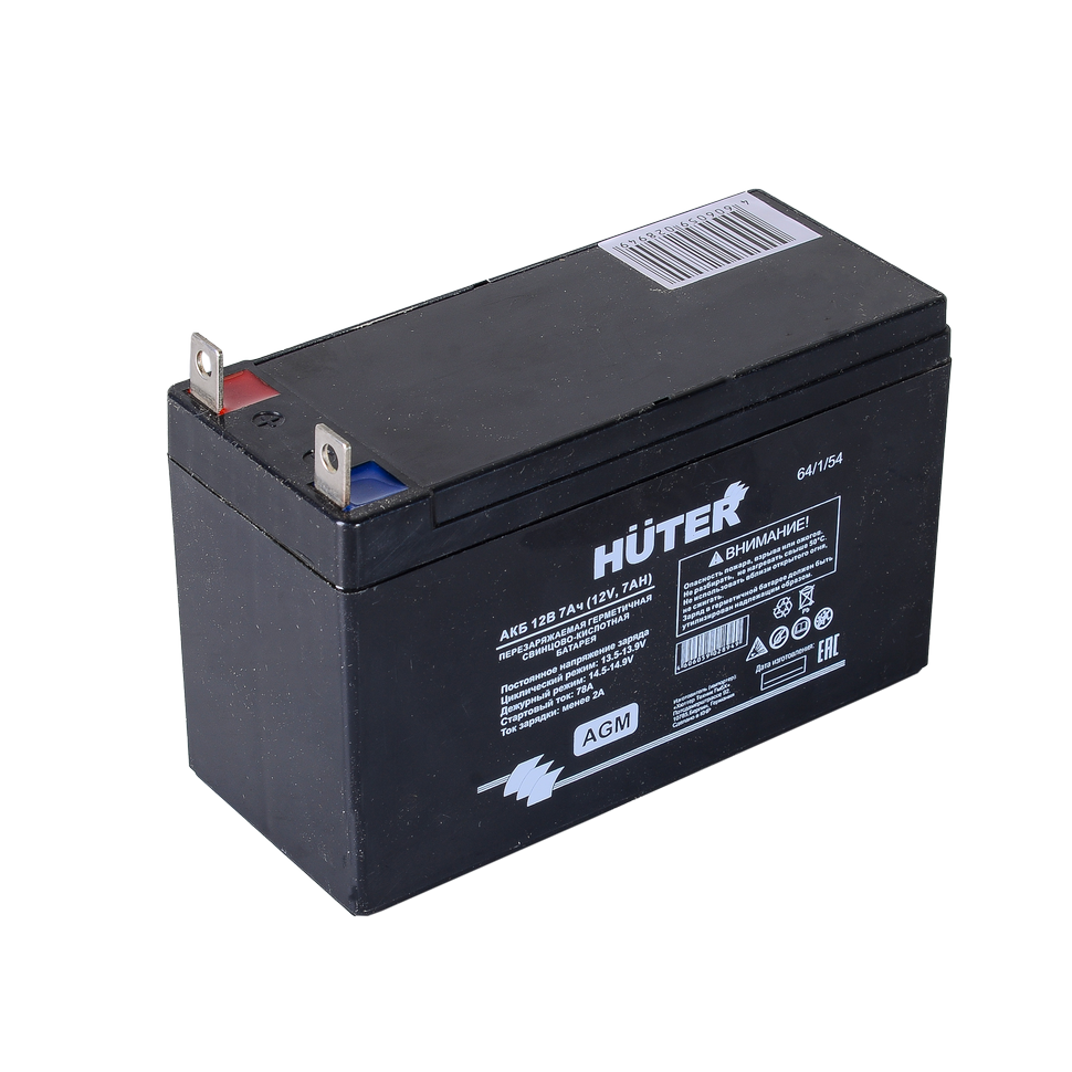 Аккумуляторная батарея АКБ Huter 12В 7 А/ч Аккумуляторная батарея АКБ Huter 12В 7 А/ч