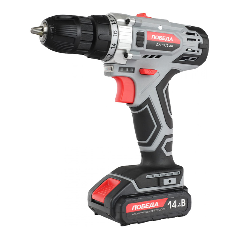 Дрель-шуруповерт аккумуляторная ПОБЕДА ДА-14/2 Ли (кейс) Дрель-шуруповерт аккумуляторная ПОБЕДА ДА-14/2 Ли (кейс)