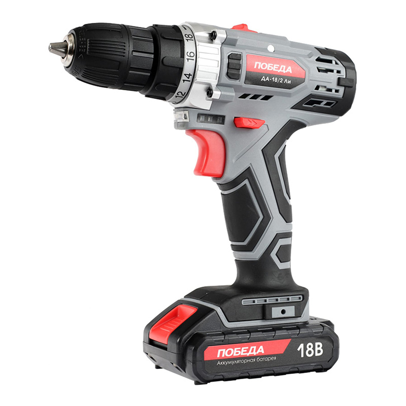 Дрель-шуруповерт аккумуляторная ПОБЕДА ДА-18/2 Ли (кейс) Дрель-шуруповерт аккумуляторная ПОБЕДА ДА-18/2 Ли (кейс)