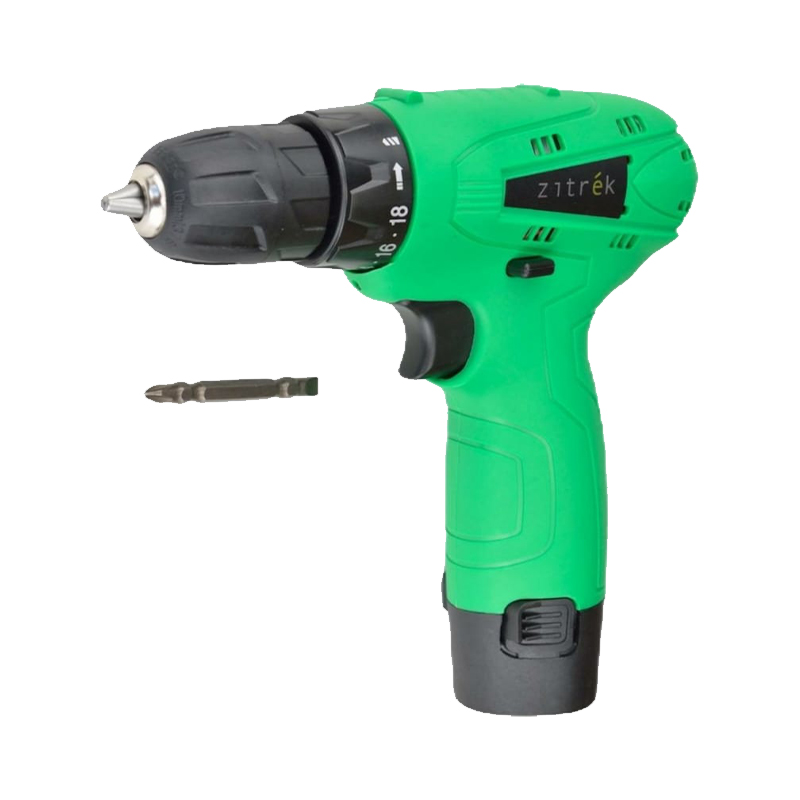 Дрель аккумуляторная Zitrek Green 12 PRO (12В, Li-ion аккум. 2шт, ЗУ, кейс, гибкий удл.,сверла, биты