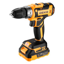 Аккумуляторная дрель-шуруповерт DEKO DKCD20FU-Li в кейсе + набор 63 инструмента для дома, 20В, 2х2.0
