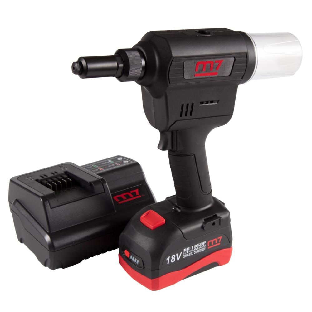 Заклепочник аккумуляторный MIGHTY SEVEN 2,4-6,4 мм, 18 В, 3 предмета, кейс Заклепочник аккумуляторный MIGHTY SEVEN 2,4-6,4 мм, 18 В, 3 предмета, кейс