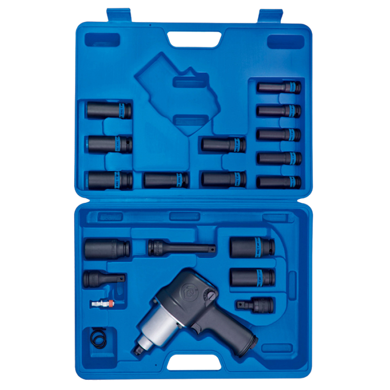 Гайковерт пневматический 1/2 678 Нм (комплект 23 предмета) Гайковерт пневматический 1/2 678 Нм (комплект 23 предмета)