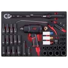 Набор пневмоинструмента MIGHTY SEVEN 1/2 с принадлежностями, кейс, 41 предмет (в комплекте часы и ст